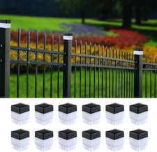 Solar LED 2In X 2In(5Cm X 5Cm) Fence Post Cap for Wrought Iron and Aluminum or G