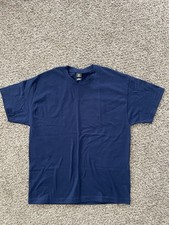 Hanes Beefy-T Mens Large Navy Blue T Shirt 100% Cotton Short Sleeve Heavyweight