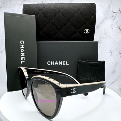 New CHANEL Sunglasses Black Beige Top Frame Letter Logo  display picture 3