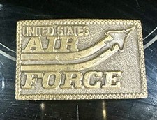 Vintage United States Air Force Aircraft USAF Gold Pewter Tone Belt Buckle