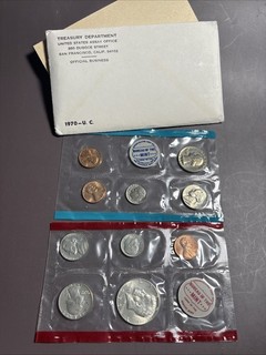 1970 P & D US Mint Uncirculated Set 5 Coins OGP Original Envelope BU