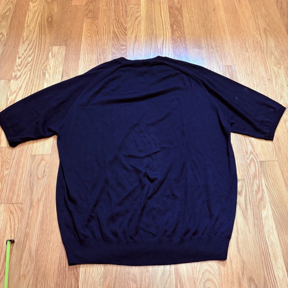 Raffi Short Sleeve Black Crewneck Knit Shirt Silk Cashmere Luxury Menswear XL - Image 3 of 4