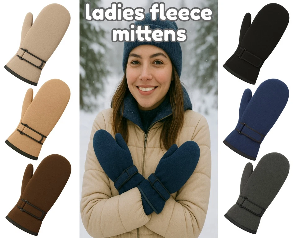 Ladies Womens Fleece Mittens Thermal Thinsulate Lined Winter Warm Adults Gloves
