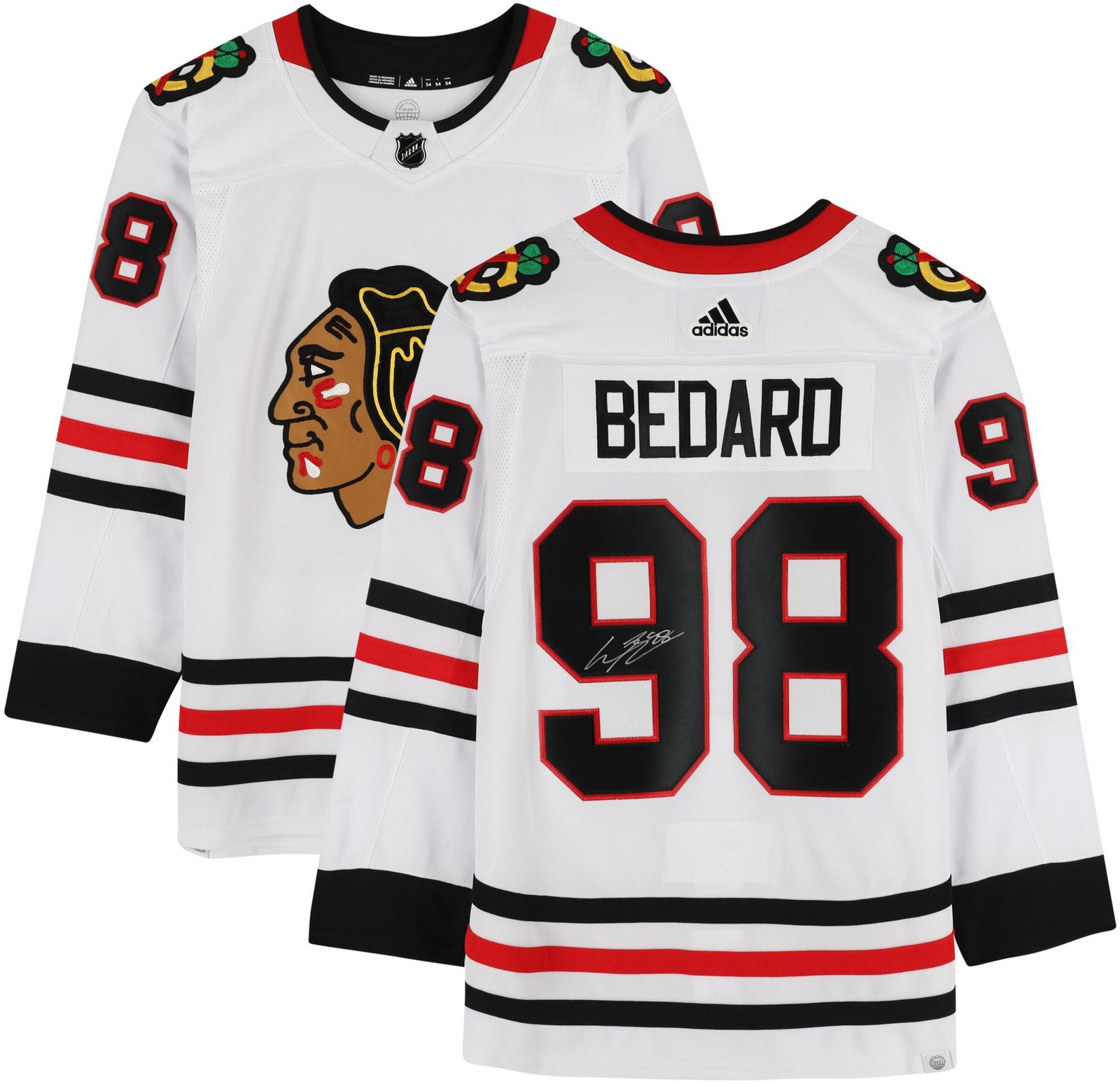 Connor Bedard Autographed Signed Chicago Blackhawks White Adidas Authentic Jersey 