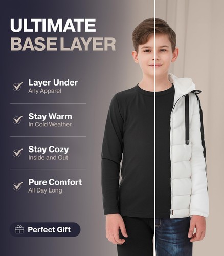 Thermal Underwear for Kids, Boys Base Layers Set for Skiing | Long Johns, Bla... - Picture 3 of 5
