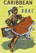 84455 Vintage Caribbean Fly BOAC Classic Travel Decor Wall Print Poster