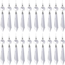 20 Pcs Clear Crystal Chandelier Icicle Prisms Replacement Parts for Lamp Decore