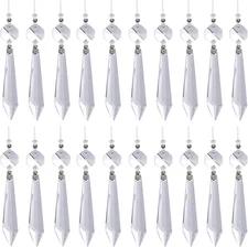 20 Pcs Clear Crystal Chandelier Icicle Prisms Replacement Parts for Lamp Decore