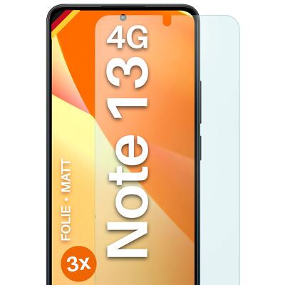 3x Schutzfolie Matt für Xiaomi Redmi Note 13 (4G) Displayschutz Dünn Anti Reflex