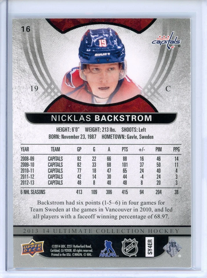 2013-14 Ultimate Collection #16 Nicklas Backstrom Capitals /499 - Image 2 of 3