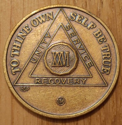 26 Year Alcoholics Anonymous AA Bronze Medallion Coin Sobriety Chip ...