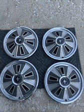 1966 Ford Mustang Fastback Red White Blue 4 Original Stainless Steel Hubcaps 14