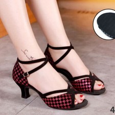 5.5CM Heels Lady Latin Dance Shoes Shiny Sequin Modern Waltz Soft Sole Sandals