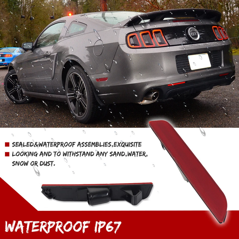 Parachoques trasero con lente de plástico rojo para Ford Mustang 2010-2014 carcasa de luz de marcador lateral Foto 4 de 4