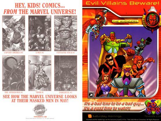 MARVEL COMICS 2000 EVIL VILLAINS BEWARE THE AVENGER 4X6 PROMO CARD