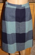 VTG 60s GREEN  NAVY WOOL FULLY LINED PLAID A-LINE SKIRT by GARLAND 25W RETRO