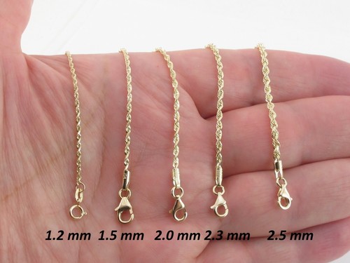 14k Solid Yellow Gold Diamond Cut Rope 