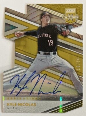 Kyle Nicolas 2020 Elite Extra Edition Gold Aspirations RC Autograph # D /24 ESE