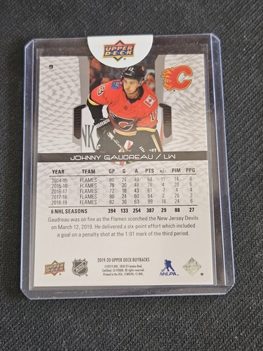 2019-20 UPPER DECK UD BUYBACKS JOHNNY GAUDREAU #9 #ed 153/199 - Picture 2 of 2