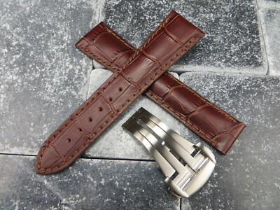 19mm Bracelet Cuir Marron Montre Bande Boucle Déployante Set pour