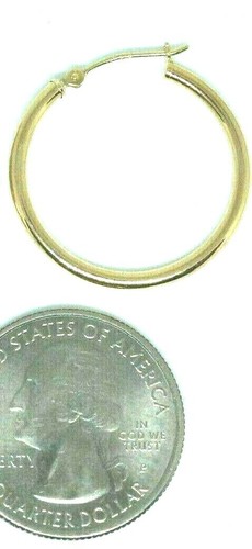 14Kt Yellow Gold 25MM Pair Hoop Earrings - Gift Box - FREE SHIPPING! - 第 1/2 張圖片