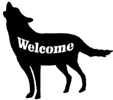Dog Welcome Cut Out Metal Sign In Black 23x20