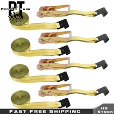 Heavy Duty Flat Hook Ratchet Straps-Tie Down Straps 2 Inch x27 Feet 4Pcs