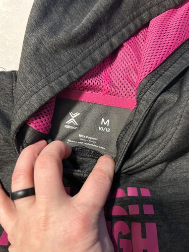 Girls pink and grey dri fit Xersion hoodie, size 10/12 - Picture 5 of 5