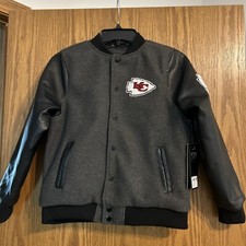 Kansas City Chiefs NFL Ultra Game Black YOUTH Sz 14-16 Letter Jacket NEW W/TAGS