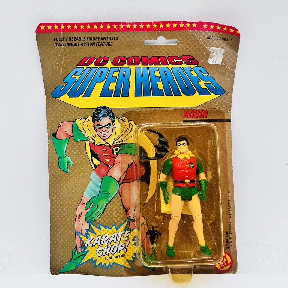 Figura de acción rara DC Superhéroes Batman Robin Karate Chop 5” pulgadas sellada nueva de stock Foto 2 de 4