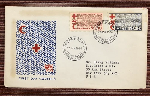 Denmark 1966 FDC first Day Cover Red Cross 1Iran Middle East Lion Sword Monarchy