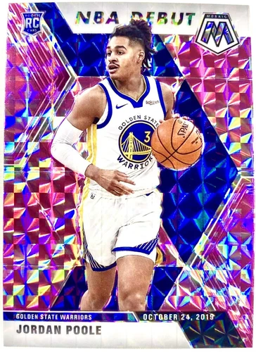2019-20 Panini Prizm Mosaic Jordan Poole Rookie Card RC Pink Camo Golden State