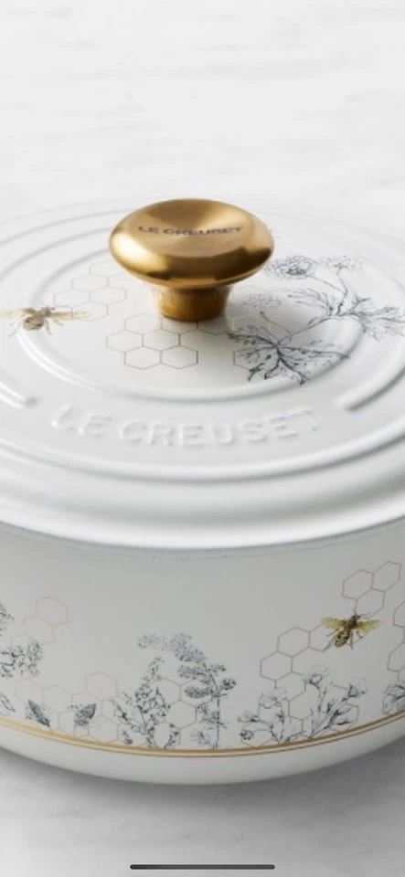 ~Le Creuset*Nuevo*Horno de hierro fundido esmaltado de 4,5 cuartos de galón, patrón de panal*Envío gratuito* Foto 2 de 4