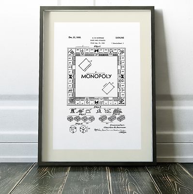 MONOPOLY PATENT Bauplan digital restauriert zwei Größen Drucke EXKLUSIV