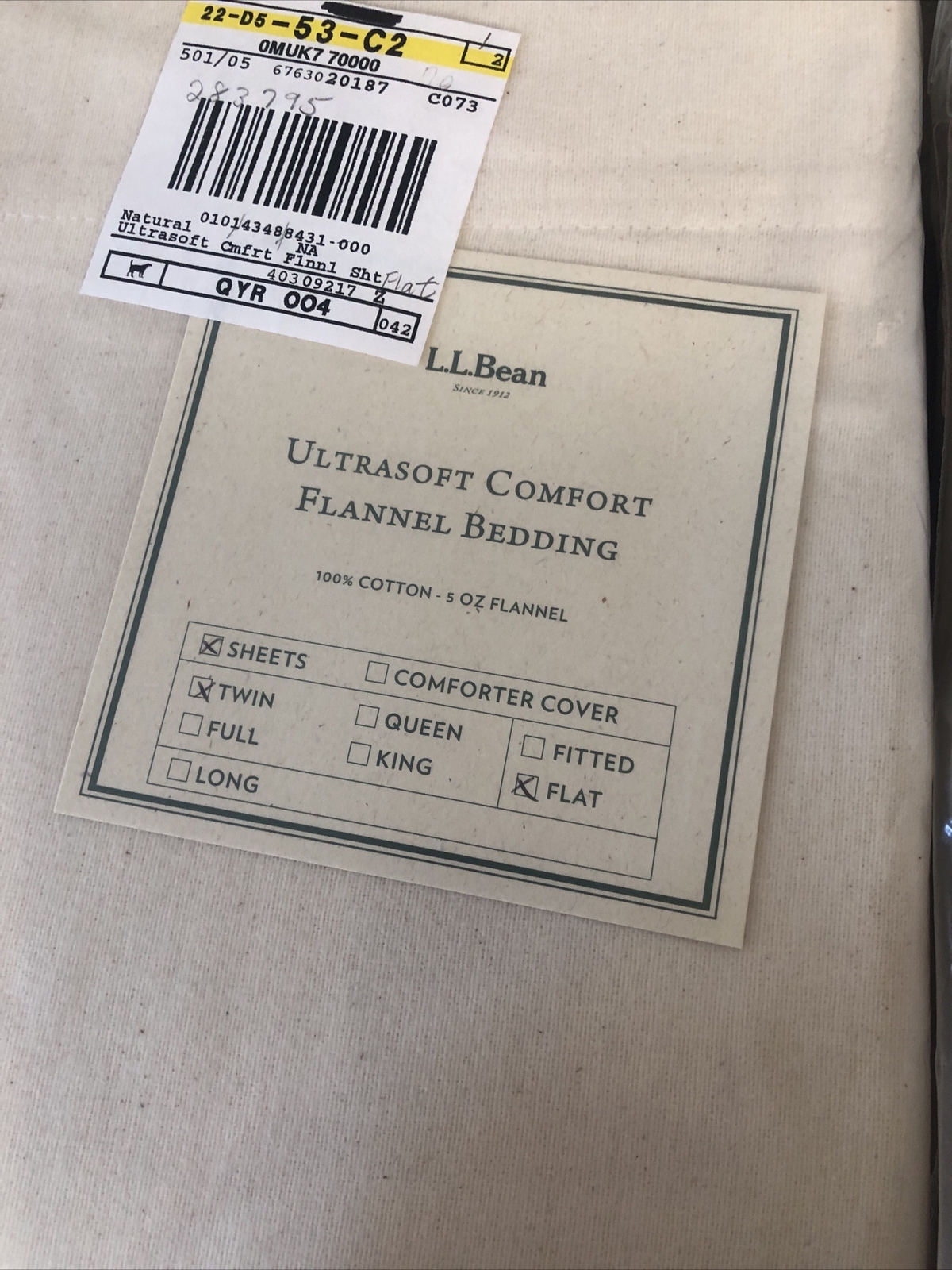 4 pc LL Bean Ultra Soft Flannel Sheets Twin Fitted + Flat + 2 Cases