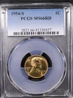 1954-S 1C RD Lincoln Wheat Penny  PCGS MS66 RD Very Good Coin .