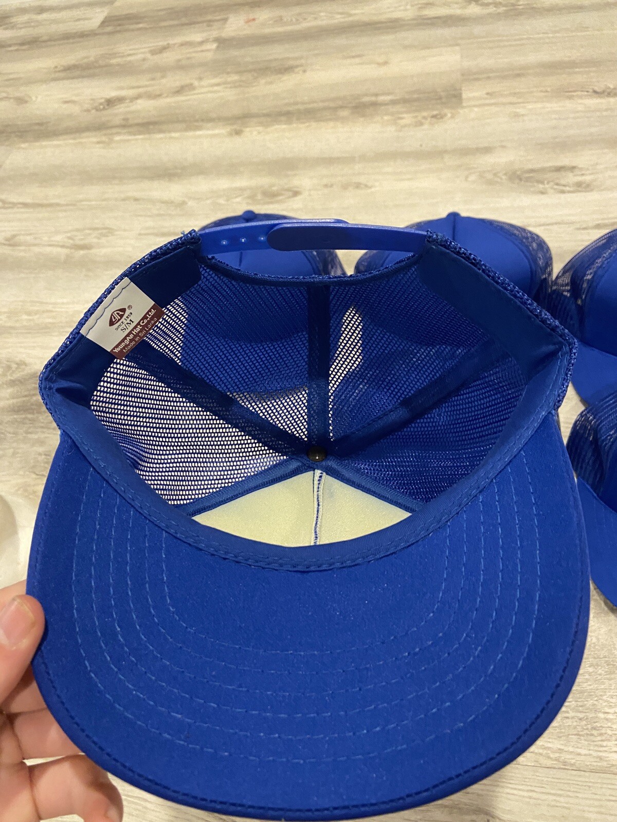 Vintage Youngan Blank Blue Snapback Hat Cap Adjustable S/M Lot Of 6