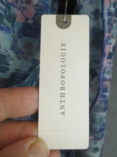 Daily Practice by Anthropologie Top Womens Large Blue Floral Sheer Mock Neck NEW - Picture 7 of 16