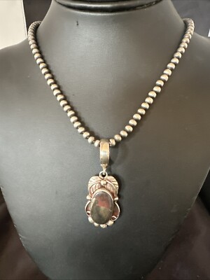 Pyrites Pendant Navajo Beads Sterling Silver Necklace 18643