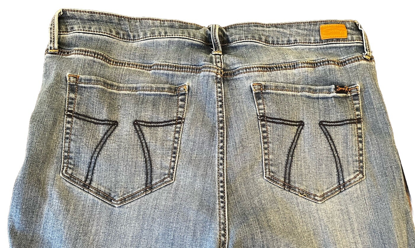 7 For All Mankind Women's Jeans Size 16 Tower Straight Crop Medium Wash Stitched