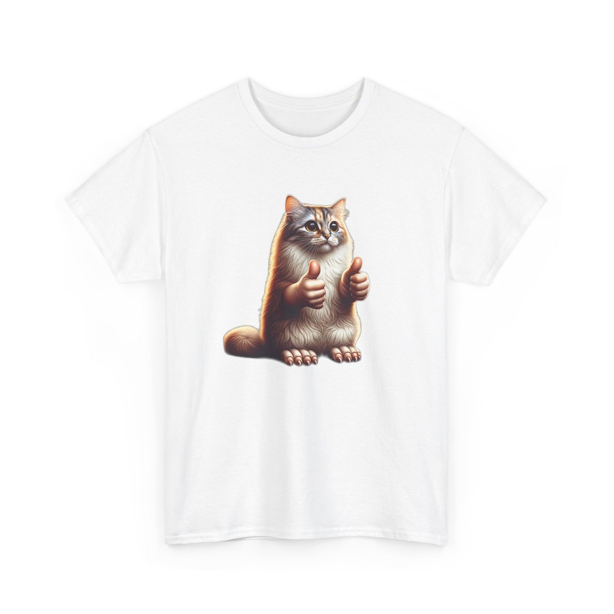 Unisex Adult T Shirt Quirky Cat With Human Thumbs Up Funny Pet