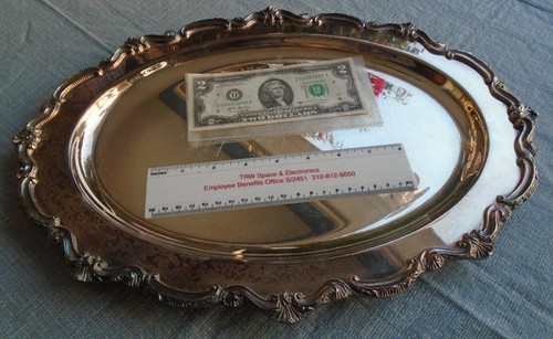 Tray Oval Baroque Rim 17 x 12” Silverplated - Picture 4 of 7