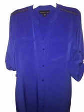 Woman's Attention Polyester Long Sleeve Blouse Dress Size Small Color Blue