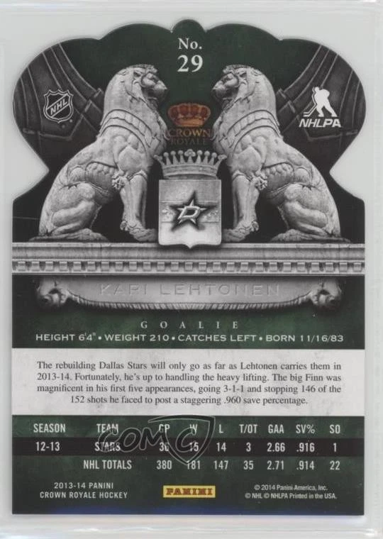 2013-14 Panini Crown Royale Kari Lehtonen #29 - Image 2 of 2