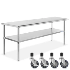 Stainless Steel 24" x 72" NSF Commercial Kitchen Work Food Prep Table w/ Casters