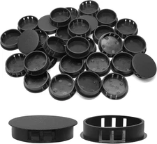 30Pcs Black Plastic Hole Plugs, 1-1/2Inch (38Mm) round Flush Mount Hole Plug Pan