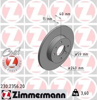 2X Zimmermann Bremsscheibe 230.2356.20 FüR Abarth Alfa Romeo Passend FüR Fiat