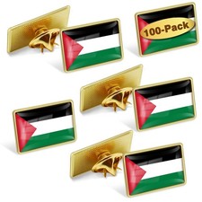 12/24/50/100Pcs Official Palestine Flag Lapel Pins Bulk - Metal Palestinian N...