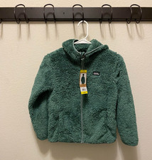 NEW Eddie Bauer Kids Youth High Pile Full Zip Jacket with Hood, Green, Small 7/8