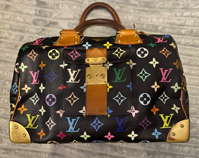 Louis Vuitton Speedy Handtasche Monogram Multicolor Schwarz Leder Schlüssel